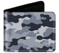 sundee Wallet for Boys with Zip Coin Pocket, Bi-Fold Slim Leather Purses for Men, Cartoon Cool Wallet with Cash ID Card Holder for Fans Teenagers Kids Birthday Gifts -Camo Gray