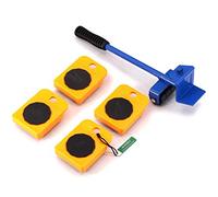 SUNDELY® Furniture Appliance Lifter Home Trolley Pulley Transport Lifiting Jack Shift Mover Moving Wheel System Helper Skate Tool Set Kit Lifter Jack + 4 Roller Skids