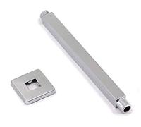 SUNDELY® Top Shower Head Extension Arm Pipe Tube Ceiling Wall Fixed Mounted 1/2 BSP Chrome Plated Brass with Gasket Flange for Bathroom Shower Room (Square, 25cm/9.8 inch)