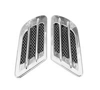 SUNDELY® Universal Car Bonnet Hood Decorative Air Intake Duct Flow Outlet Side Fender Wing Vent Grille Trim Cover Scoop Door Decor with Self-adhesive Sticker (Chrome Silver)