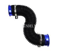 SUNDELY® Universal Flexible Extensible Extendable Auto Vehicle Turbo Intake Inlet Duct Cold Air Feed Ducting Pipe Tube Hose 3 inch (75mm) (Black Body & Blue End)