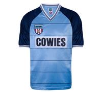 Score Draw Sunderland 1984 Away Retro Football Shirt Blue X-Large Polyester