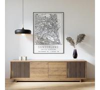 Sunderland England City Street Map Print Sunderland Wall Art Home Deco Poster Poster A5 - Wall Art Home Decor Movie Poster Canvas Film Cinema Retro Vintage Cult Classic Nostargic Saga Modern reprint