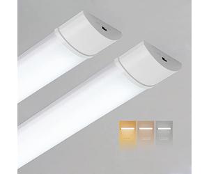 Sundertech LED Batten Light 3FT, 90cm, 25w 2760lm Fluorescent Light Tube, 3CCT (3000K/4000K/6500K) in 1, Wall Ceiling Mount for Office Garage Warehouse Workshop Shed 2 Packs