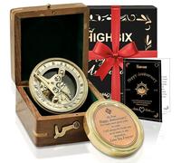 Sundial Compass for Him or Her Unique Brass Compass with Engraved Love Quote - 20th 25th 40th 50th Wedding for Husband, Wife, Men Gift Card Included