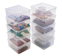 Sundis Clear Box 10 x 18L Clear Plastic Storage Boxes with Lids Stackable Storage Boxes for Clothes