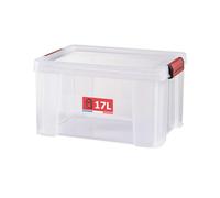 Sundis container with lid CLIP 'N STORE, 17L - Transparent with clip-on lid, stackable, suitable for food contact