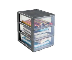 Sundis Orgamix, plastic drawers storage unit, 3 transparent drawers, A5 format, height 25.5 cm, stackable, ideal for storing cosmetics, jewellery, accessories and supplies