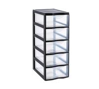 Sundis Orgamix, plastic drawers storage unit, 5 transparent drawers, A4 paper format, height 61 cm, ideal for office storage, courses, documents, supplies