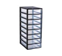 SUNDIS Orgamix, plastic drawers storage unit, 8 transparent drawers, A4 paper format, height 65 cm, ideal for office storage, courses, documents, supplies