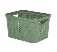 SUNDIS Pixel 16L Recycled Sage Green Plastic Stackable Storage Basket Ideal for Bathroom, Bedroom, Decoration or Office