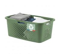 SUNDIS Pixel Laundry Basket 40L Recycled Plastic Sage Green 4 Side Handles 4 Sides Ventilation