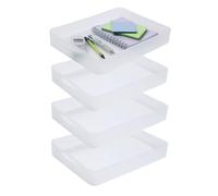 Sundis Pure Box 4 Pack A4 Small Clear Plastic Storage Boxes Ideal for Small Objects, Accessories, Crafts and Small Supplies, 4297007