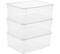 Sundis Rotho 3368094094 - Storage Box with lid, Transparent Color, Pack of 3