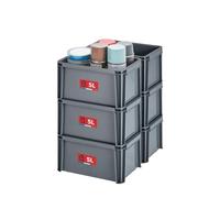 Sundis set of 6 MASTER BOX, 5L - Modular and stackable - Anthracite grey