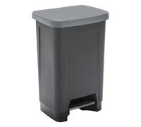 Sundis Step Bin, Mülleimer 50l mit Pedal und Deckel, aus recyceltem Kunststoff, rechteckig, schwarz und anthrazit, für Küche, Büro, Waschküche, Garage, Werkstatt