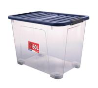 Sundis Storage Box with Lid, Plastic, Transparent, 60 L