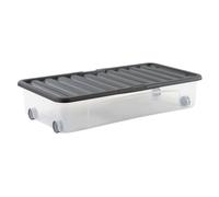 Sundis Ventili Underbed with Wheels-Stakable-Modern Design, Transparent/Grey, 50L.