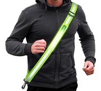 Sundonix High Vis LED Reflective Straps Sash - Running Strips Light Gear Kit Gift for Runner Running Walking at Night Rechargeable (Green)