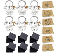 Sundonix Thank You Leaving Teacher Gift - 6 Pack Thankyou Teacher Appreciation Leavers Presents Ideas Cards Envelopes Stainless Inspirational Keyring for Graduation Christmas Xmas