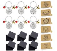 Sundonix Thank You Leaving Teacher Gift - 6 Pack Thankyou Teacher Appreciation Leavers Presents Ideas Cards Envelopes Stainless Inspirational Keyring for Graduation Christmas Xmas