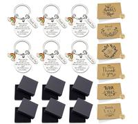 Sundonix Thank You Leaving Teacher Gift - 6 Pack Thankyou Teacher Appreciation Leavers Presents Ideas Cards Envelopes Stainless Inspirational Keyring for Graduation Christmas Xmas