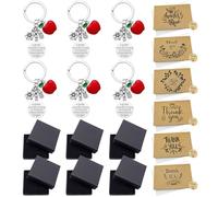 Sundonix Thank You Leaving Teacher Gift - 6 Pack Thankyou Teacher Appreciation Leavers Presents Ideas Cards Envelopes Stainless Inspirational Keyring for Graduation Christmas Xmas