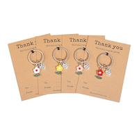 Sundonix Thank You Teacher Keyring Gift - 4 Pack Thankyou Teacher Appreciation Leavers Presents Ideas Cards Envelopes Stainless Inspirational Keychain for Thanksgiving Graduation Christmas Xmas