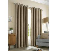 Sundour Amberley Chenille Eyelet Curtains - Brown - 66 x 72"