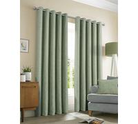 Sundour Amberley Chenille Eyelet Curtains - Green - 66 x 72"