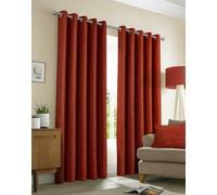 Sundour Amberley Chenille Eyelet Curtains - Orange - 66 x 72"