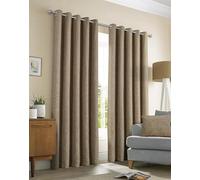 Sundour Amberley Eyelet Ring Top Curtains Brown 66x90