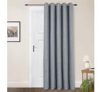 Sundour Amberley Eyelet Ring Top Door Curtain Thermally Lined Curtains Nickel Silver 66x84