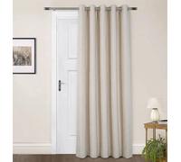 Sundour Amberley Fully Lined Ready Made Solid Colour Eyelet Curtains Natural 66X84"