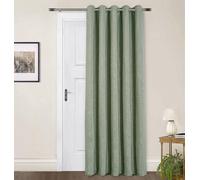 Sundour Amberley Fully Lined Ready Made Solid Colour Eyelet Curtains Sage 66X84"