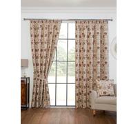 Sundour Aylesbury Pair Pencil Pleat Floral Design Jacquard Curtains with Natural Background 66" x 90" (168cm x 229cm)