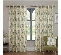 Sundour Bamford Fully Lined Abstract Eyelet Curtains Fennel 46x72
