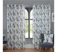 Sundour Bamford Fully Lined Abstract Eyelet Curtains Cobalt 46x54