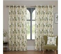 Sundour Bamford Fully Lined Abstract Eyelet Curtains Fennel 66x72