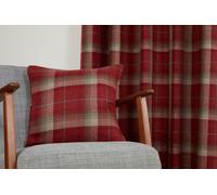 Sundour Carnoustie - 100% Blackout Check Curtains, 100% Polyester (Red, Cushion Cover - 18'' X 18'' (Single))