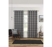 Sundour Carnoustie Blackout Eyelet Ring Top Curtains Grey 66x54