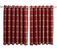 Sundour Carnoustie Tartan Eyelet Curtains 90x54 In Red
