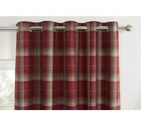Sundour Carnoustie Tartan Eyelet Curtains 46x72 In Red