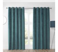 Sundour Casa Blue Eyelet Ready Made Eyelet Curtains - Blue - 90x90" - Curtains