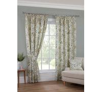 Sundour Cleo Fully Lined Floral Pencil Pleat Curtains Willow 46x90
