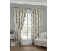 Sundour Cleo Fully Lined Floral Pencil Pleat Curtains Willow 46x54