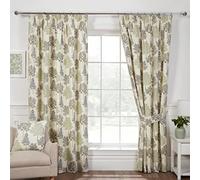 Sundour Coppice Light Filtering Pencil Pleat Curtains Green 90x54 Fully Lined Curtain Pair