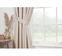 Sundour Eclipse - 100% Blackout Thermal Self-Lined Curtains - Eyelet - 100% Polyester (Natural, Tie Backs 26''(Pair))