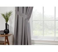 Sundour Eclipse - 100% Blackout Thermal Self-Lined Curtains - Eyelet - 100% Polyester (Pewter, Tie Backs 26''(Pair))