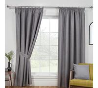 Sundour Eclipse Blackout Pencil Pleat Curtains Pewster Grey 90x72 Fully Lined Curtain Pair